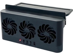 Ventilador Solar Preto Para Carro Com Ventosa De Ângulo Amplo E Tiras Vedação Ajustáveis Circulação Ar Eficiente