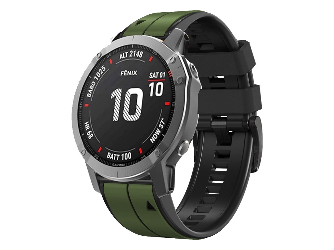 Bracelete de Smartwatch para Garmin Descent MK2i 26mm esportivo de silicone de duas cores (Amygreen + preto)