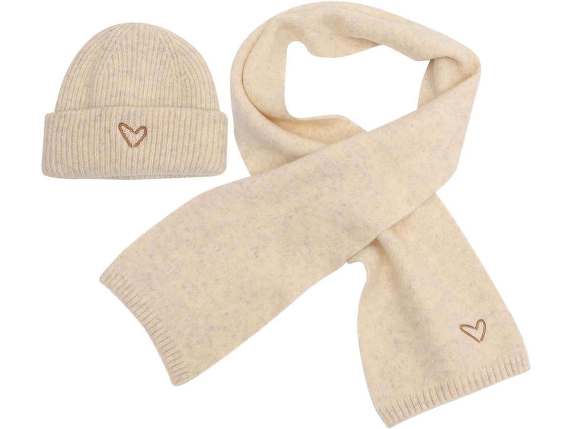 Conjunto De Gorro E Cachecol Para Meninas, 2 Peças, Tecido Macio E Confortável Com Bordado.