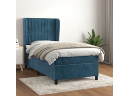 Cama Com Molas/colchão 80x200 Cm Veludo Azul-escuro
