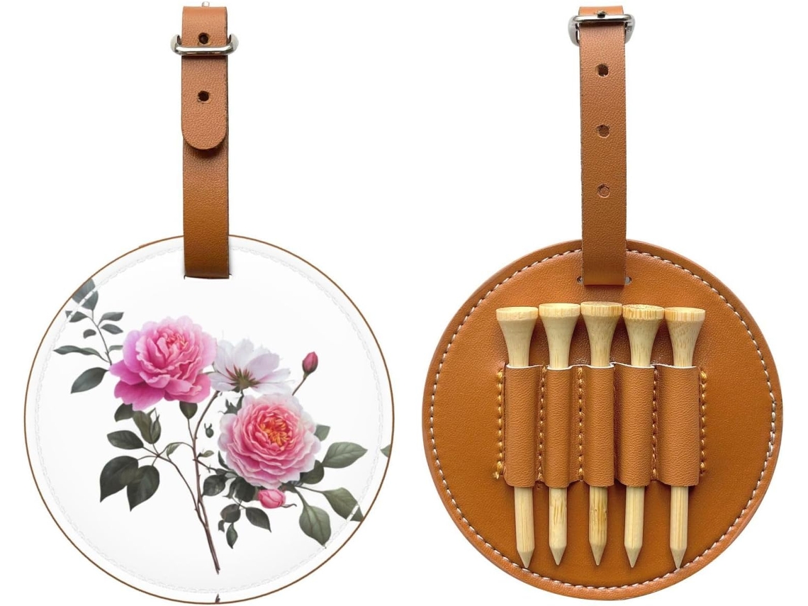 Bolsa para Tees de Golfe Blooming Roses, Preta Fácil de Transportar e Mais Eficiente para Jogar Golfe.