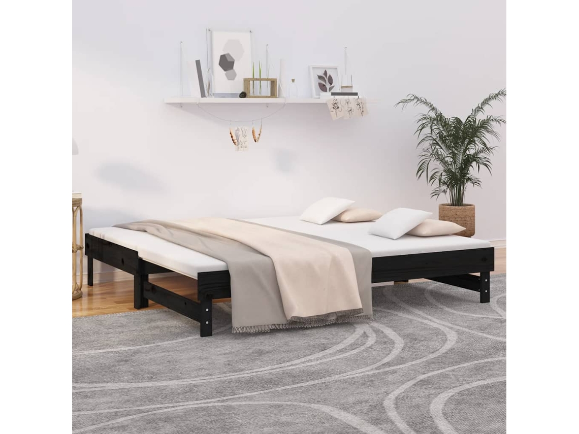 2 sofás cama extraíbles de 90 x 190 cm en pino negro macizo