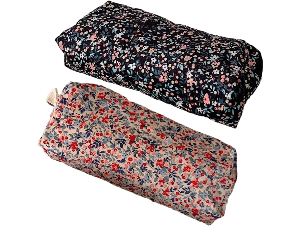 Conjunto De 2 Estojos De Veludo Cotelê Para Adolescentes, Com Bordado Floral 3d, Ideais Para Escritório