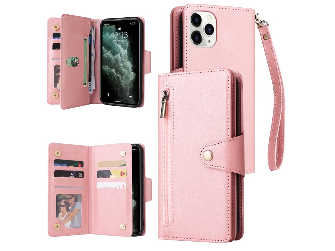 Capa Para Iphone 11 Pro Pele Sintética Rosa