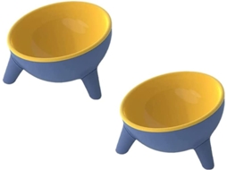 Tigelas Inclinadas para Ração e Água para Gatos, com Ângulo de Inclinação de 15 Graus, 2 Unidades, Cor Amarela AQUAFORGE