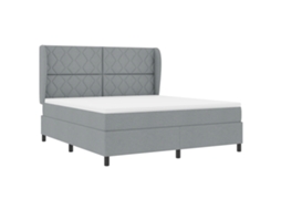 Cama Box  Com Colchão - Cinza Claro, Vidaxl, Tecido (180x200 Cm)
