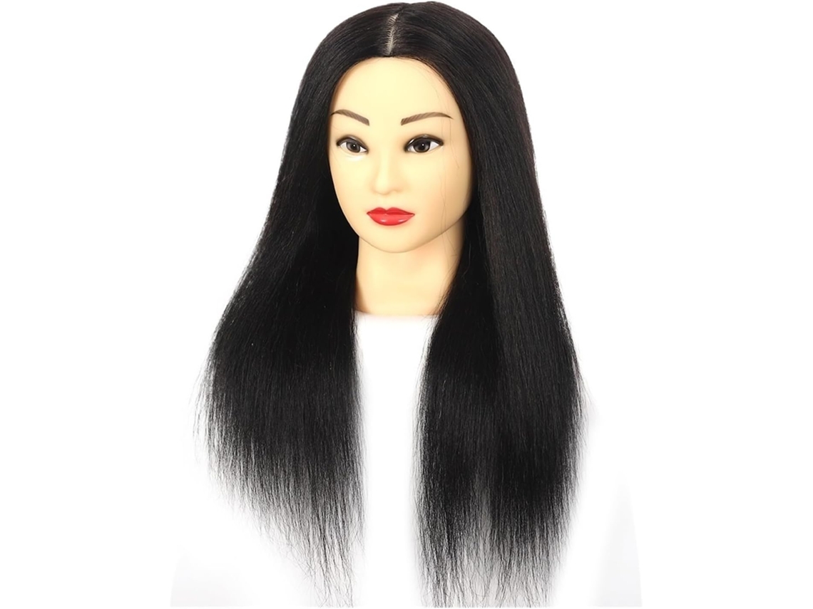 Cabeça de Manequim Feminina com Cabelo 100% Natural, 56 Cm, para Cosmetologia, Prática de Cabeleireiro e Cortes de Cabelo. SFUSHOS