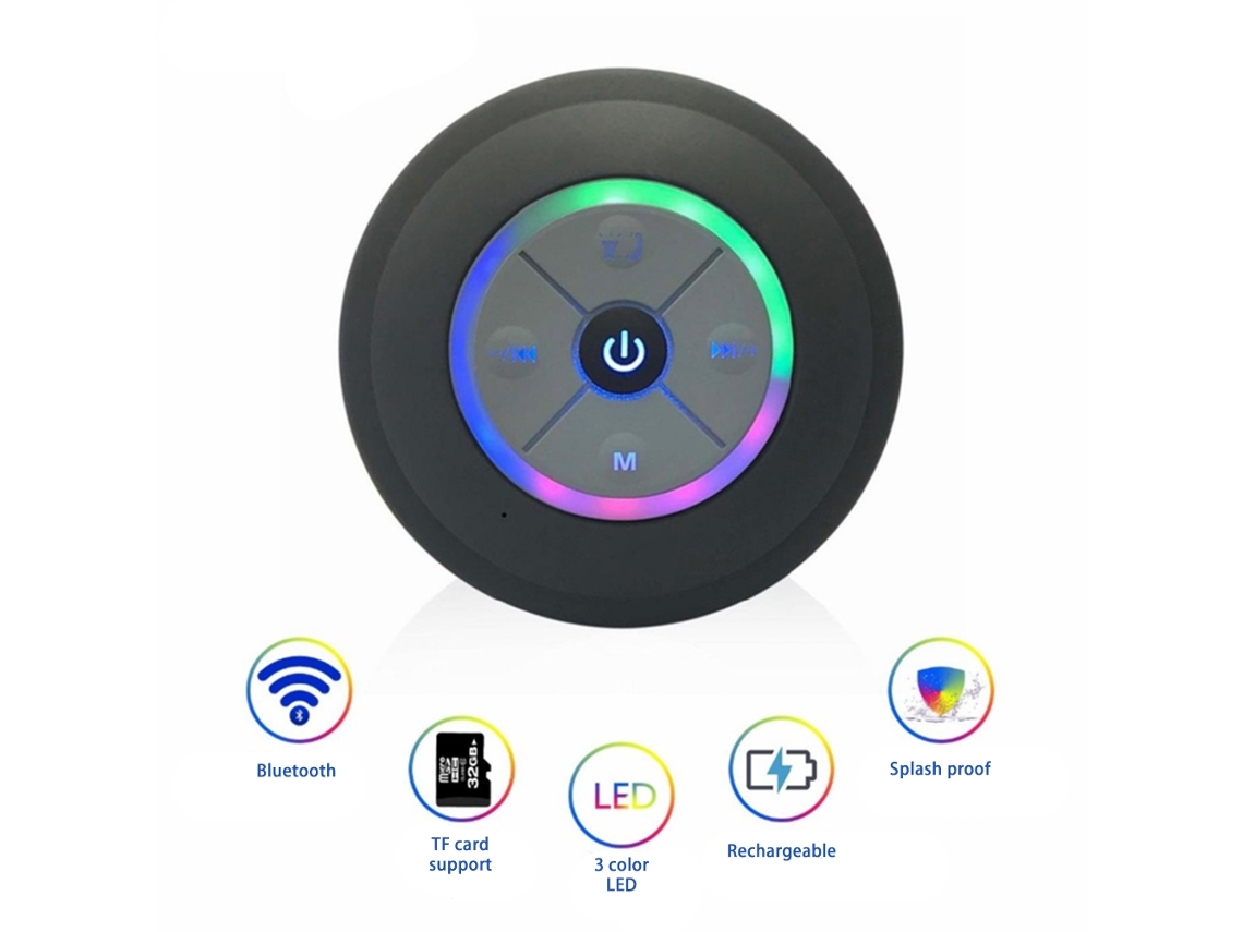 Alto falante Bluetooth LAXISCREED Luzes Led Sucção