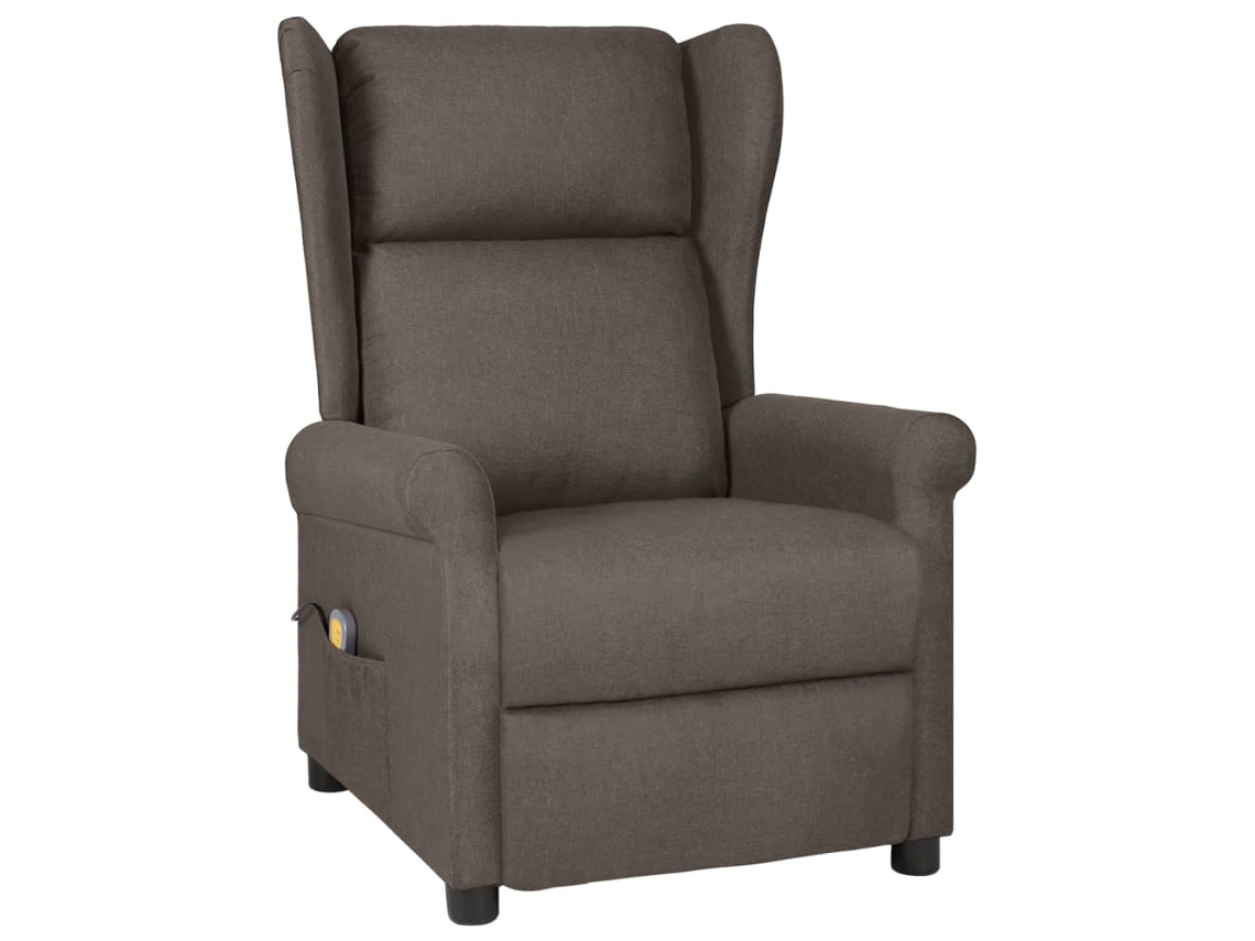Vidaxl Poltrona De Massagens Reclinável Tecido Castanho
