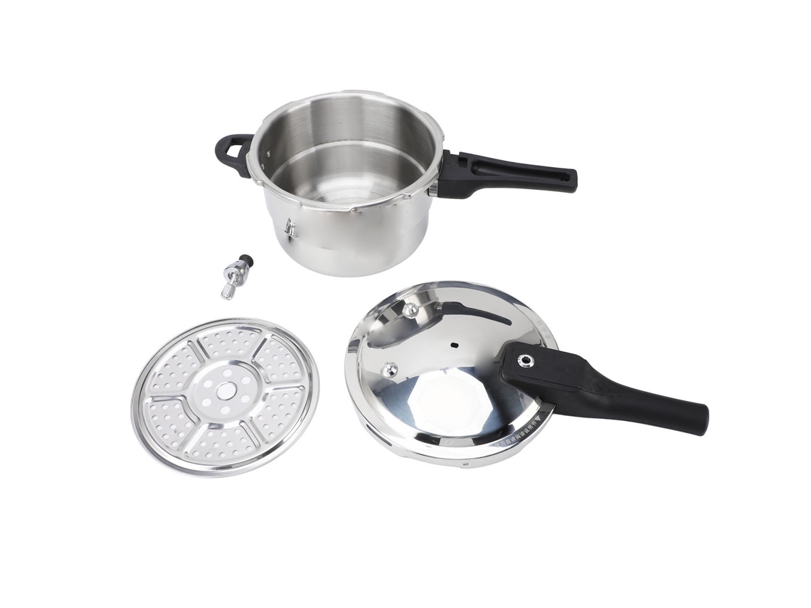 Panela de pressão em aço inox com válvula de segurança, 5L, compatível com gás e indução LAXISCREED