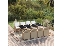 Garden Dining Set, Garden Dining Sets Vidaxl Bege Rattan / Vime (219 Cm Table Length)