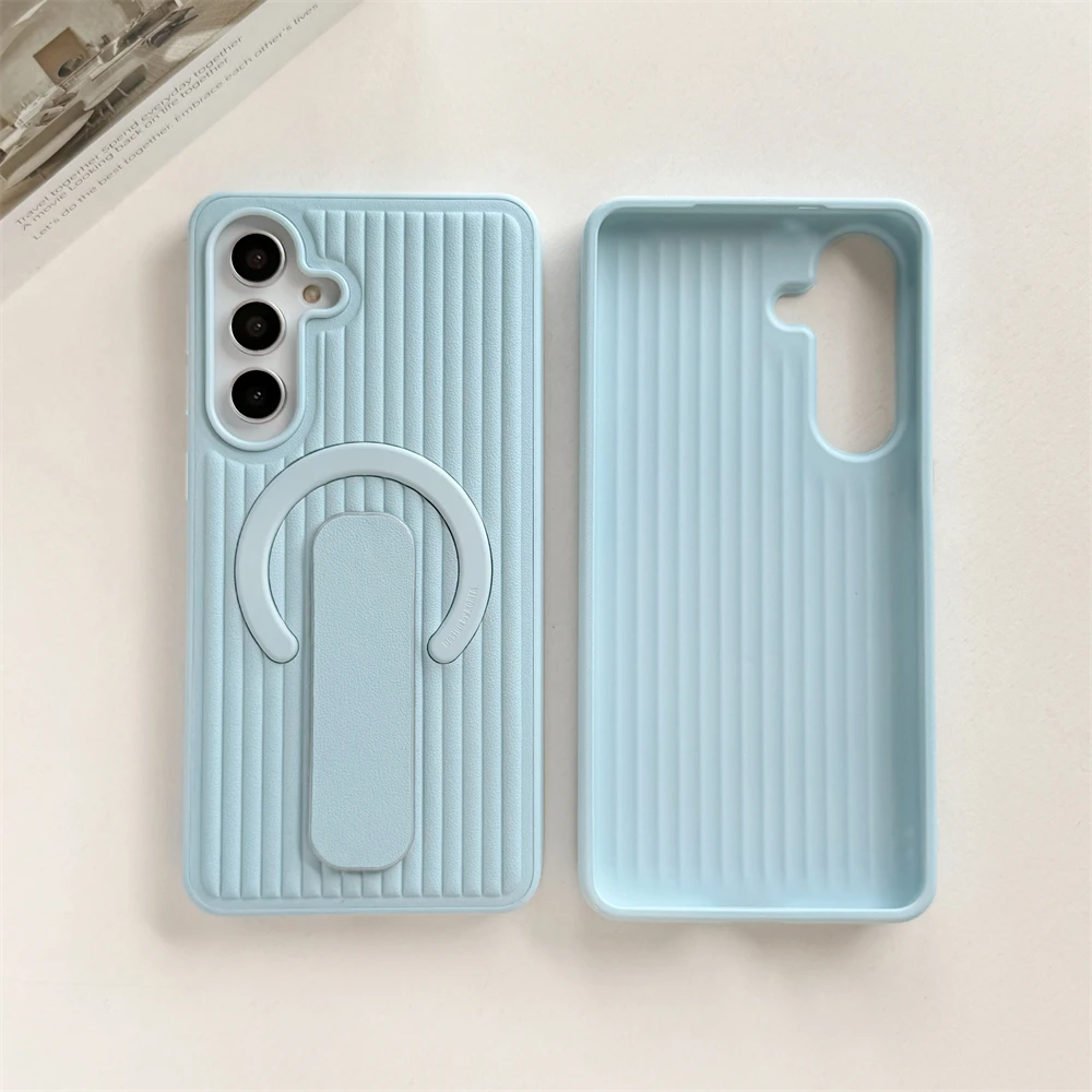 (azul, Galaxy S25) Capa De Celular Dobrável E Ondulada, Feita De Couro Sintético, Compatível Com O Encaixe Magnético Magsafe.