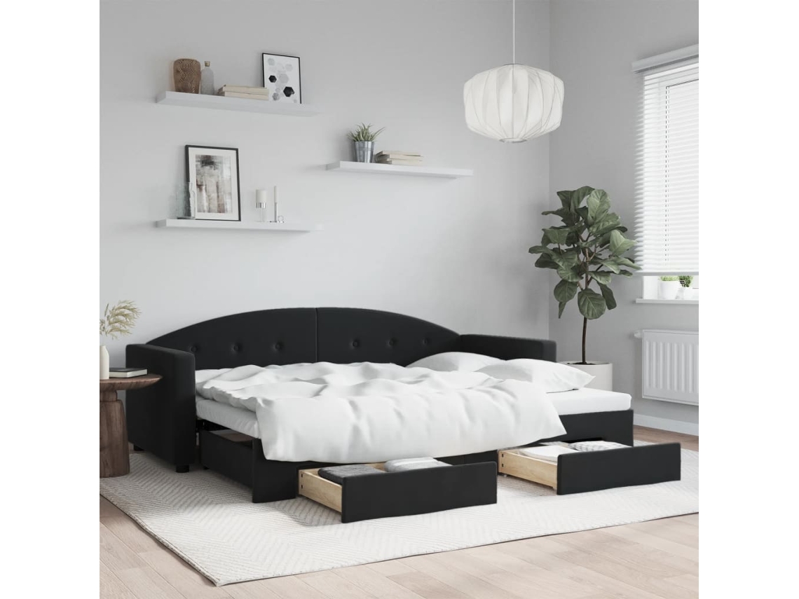 Vidaxl Sofá cama com Gavetão e Gavetas 80x200 Cm Veludo Preto