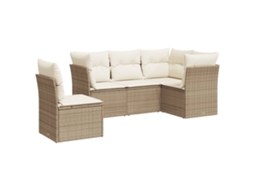 Conjunto de 5 Sofás para Jardim com Almofadões Vime Pe Bege MAISON EXCLUSIVE (5 pcs)