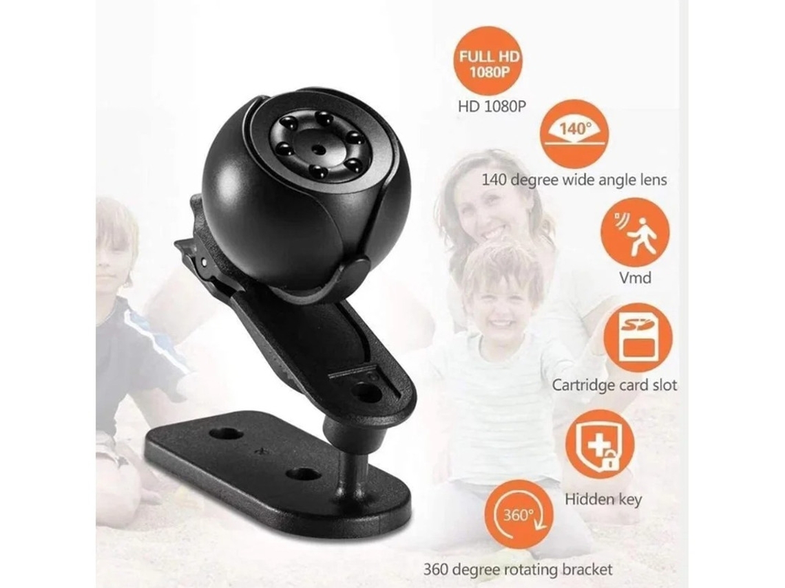 Mini câmera espiã oculta HD 1080P sem fio com detecção de movimento e visão noturna, branca