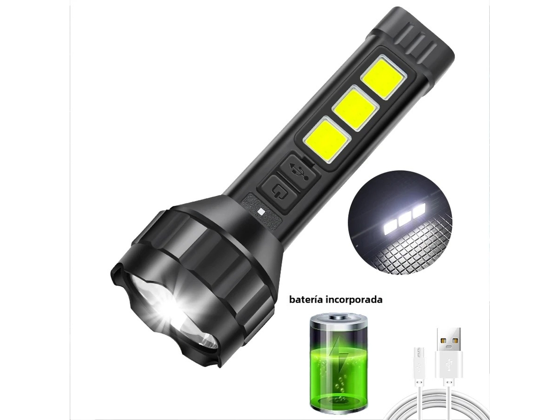 Lanterna Led Recarregável De Alta Potência Com Bateria Integrada E Luz Lateral Cob.