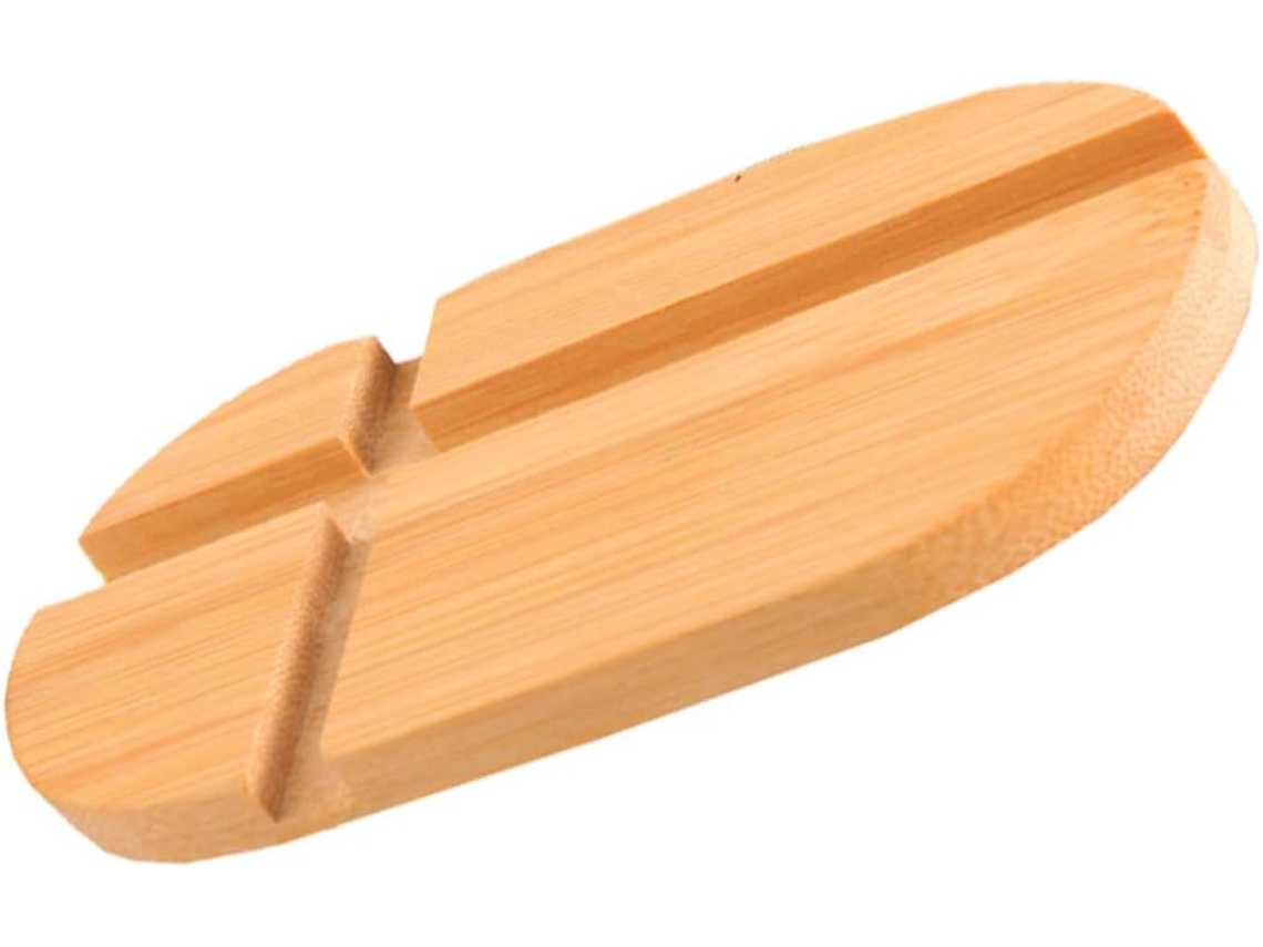 Suporte Retrô Laranja De Madeira Para Celular/tablet Com Base Estável.