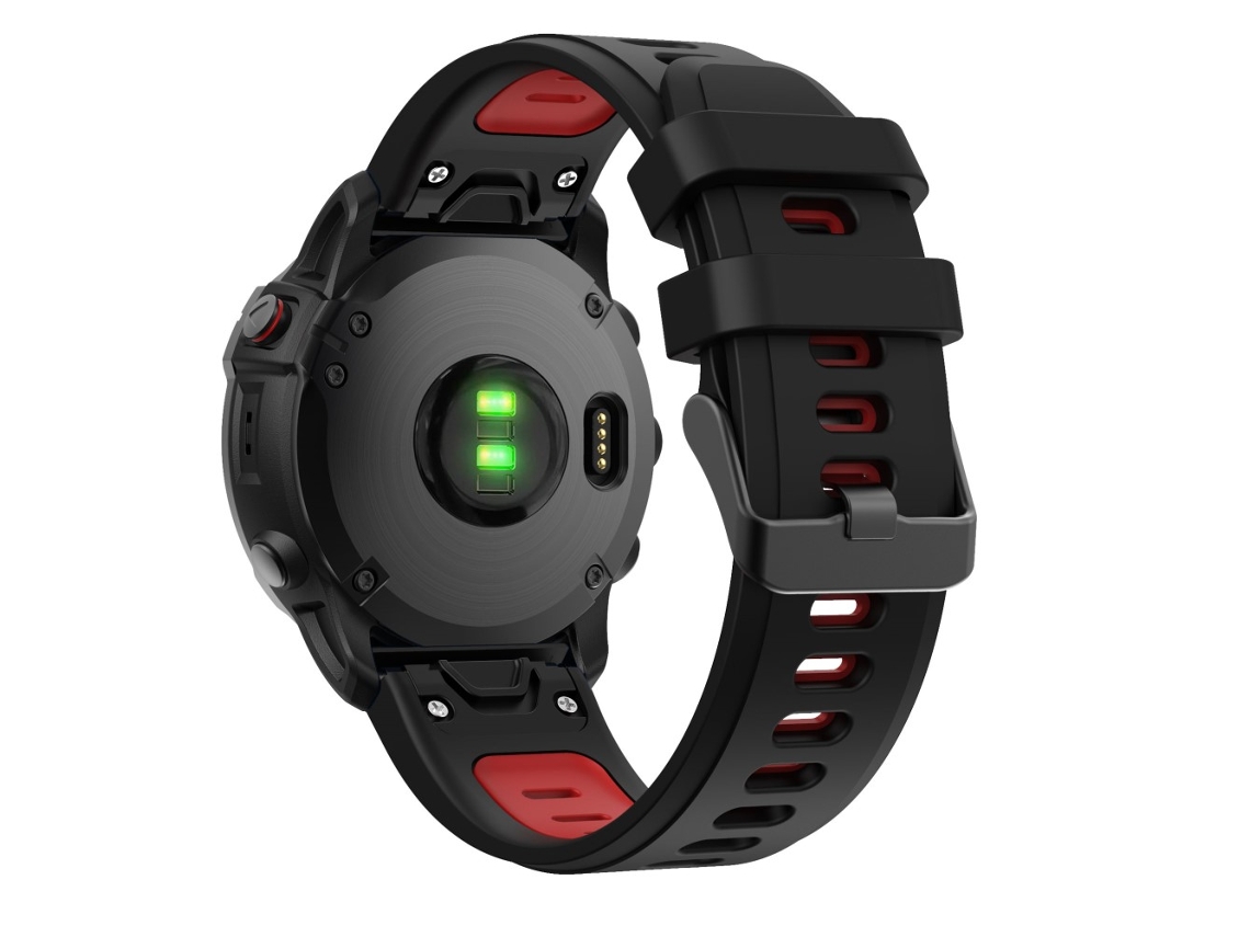 Pulsera Em Silicone Liberação Rápida Em Dois Tons Preto/vermelho Para O Seu Garmin Fenix 6
