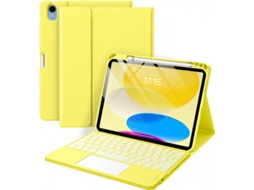 Amarelo, Ipad 10.2 Capa De Couro Teclado Retroiluminado Sensível Ao Toque Yunzii