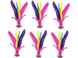 Omni-6 Pack Jianzi Chinês Penas Coloridas Voador Jogo Esportivo Pé Brinquedo Exercício Familiar