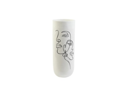 Vaso de Resina com Rostos Abstratos, Acabamento Brilhante, 34x34x90,5cm ALEXANDRA HOUSE LIVING