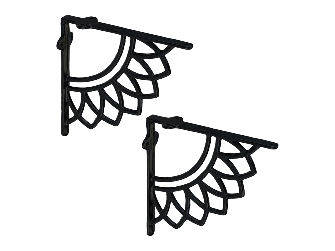 Suporte Para Prateleiras Relaxdays, Conjunto De 2, Ferro Fundido, Design Boho Com Mandala, Suportes Decorativos, Preto