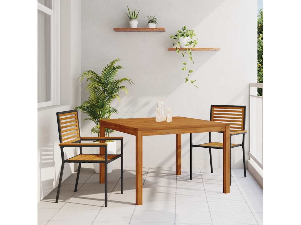 Vidaxl Conjunto de Jantar para Jardim 3 Pcs Preto