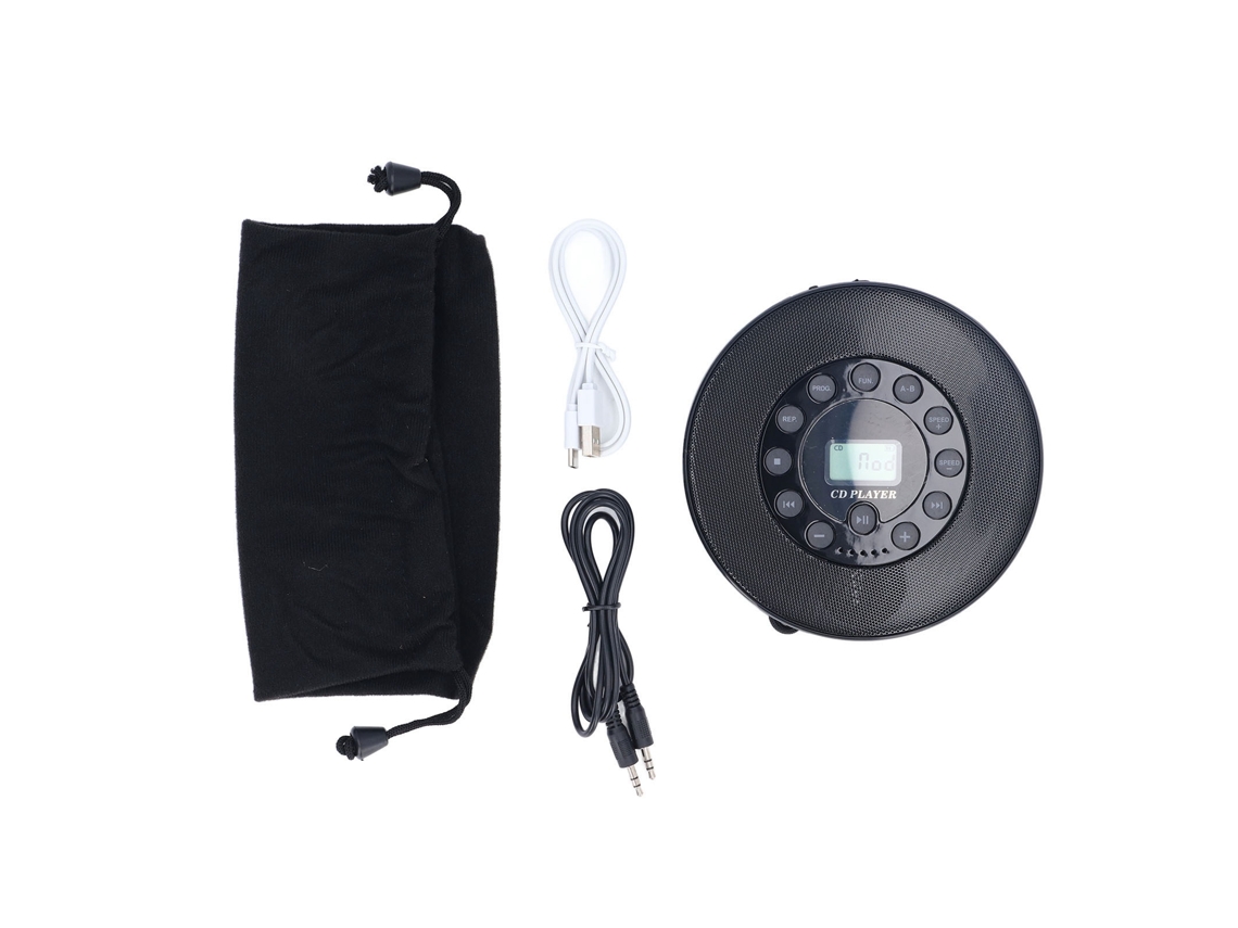 Player De Cd Portátil Bluetooth Com Alto-falante Anti-skip Para Carro Mp3 Recarregável