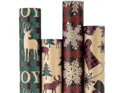 Papel De Embrulho De Natal, Papel Kraft Vermelho E Verde, Designs Estilo Xadrez 4 Olysi Shop