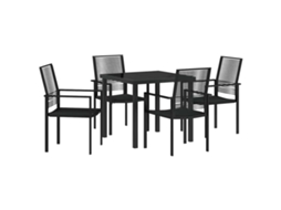 Conjunto 5 Conjunto De Jantar Para Jardim Vidaxl Preto Pvc (80 X 80 X 73 Cm)