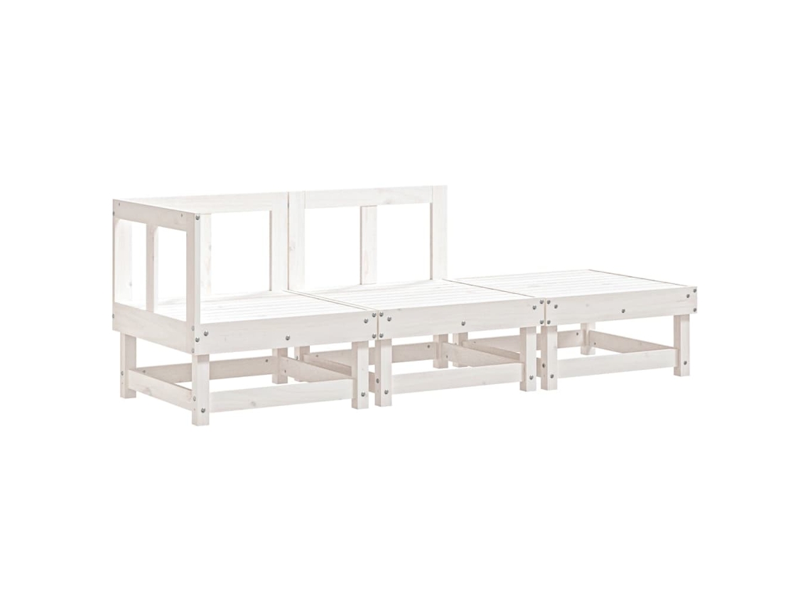 Maison Exclusive - 3 Pcs Conjunto Lounge De Jardim Madeira De Pinho Maciça Branco