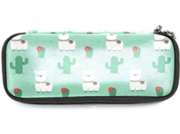 Estojo grande com estampa de cactos e alpacas, ideal para escola, mesa, adultos, meninas e meninos.