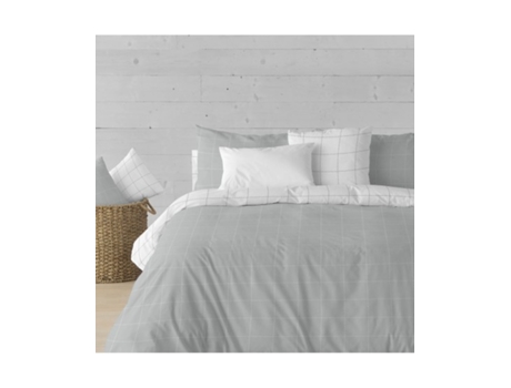Capa de edredon reversível de 2 peças cinza Hilvana 150 cm DONATELLA