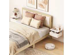 Conjunto 2 Mesinhas Cabeceira Suspensas Gaveta E Prateleira Aberta, 35x32x22,5 Cm, Branco