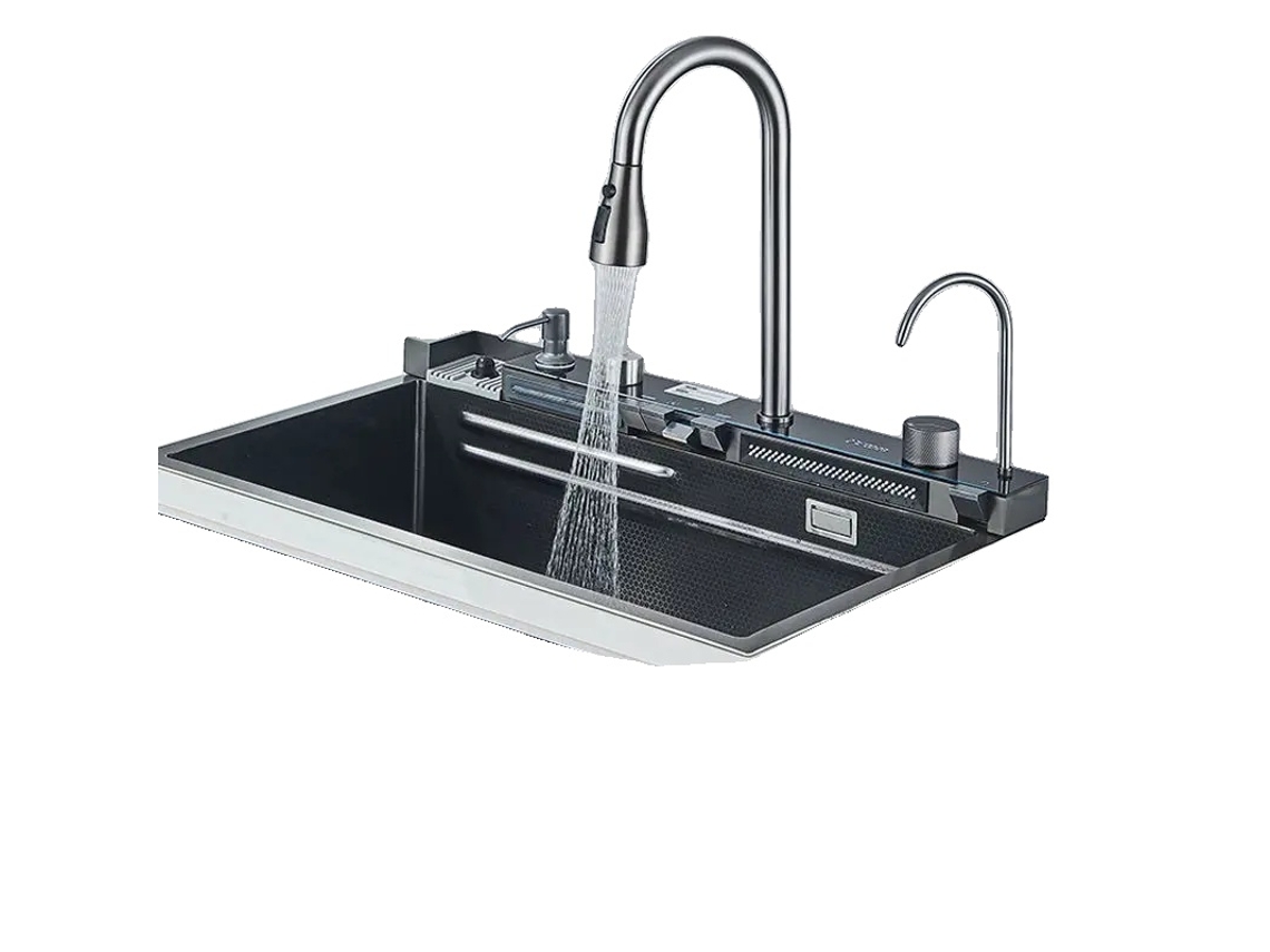 Pia De Cozinha, Aço Inoxidável, Display Digital Inteligente, Preto 75x45 Oem