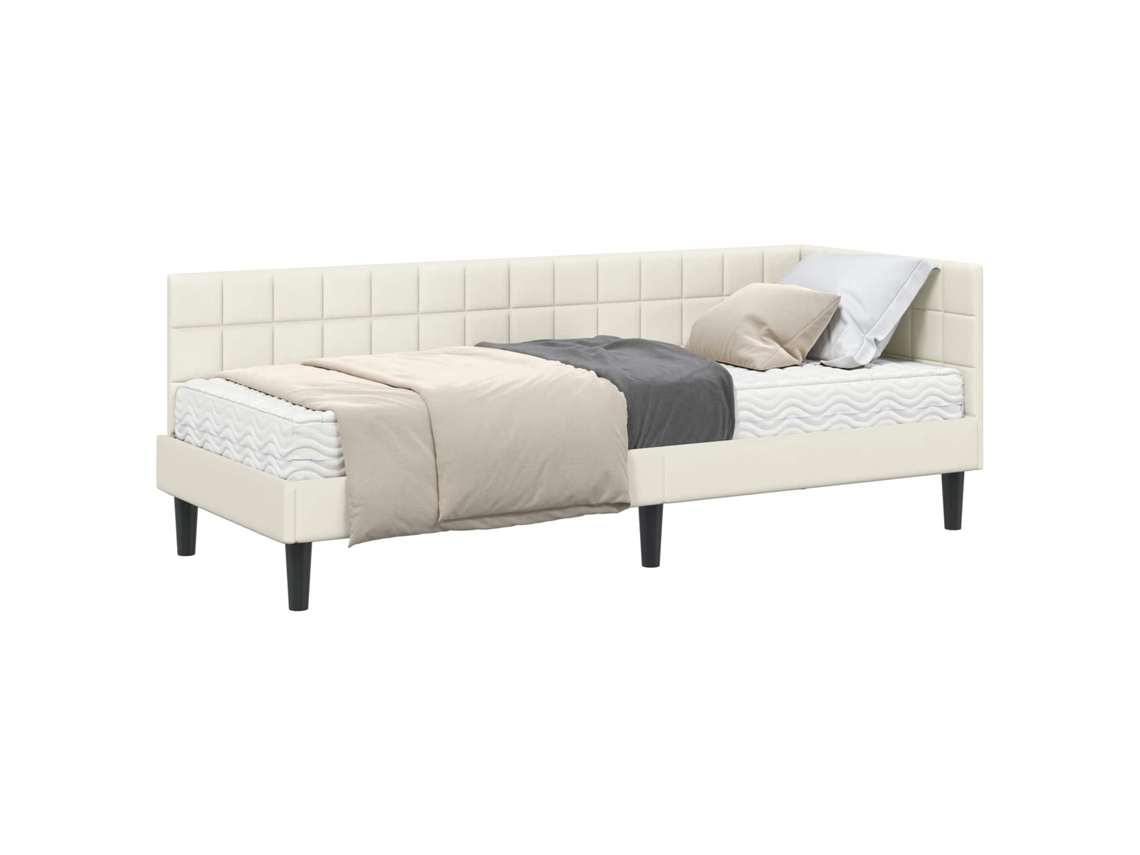 Estrutura de Cama de Canto com Colchão 2 Pcs Veludo Creme MAISON EXCLUSIVE