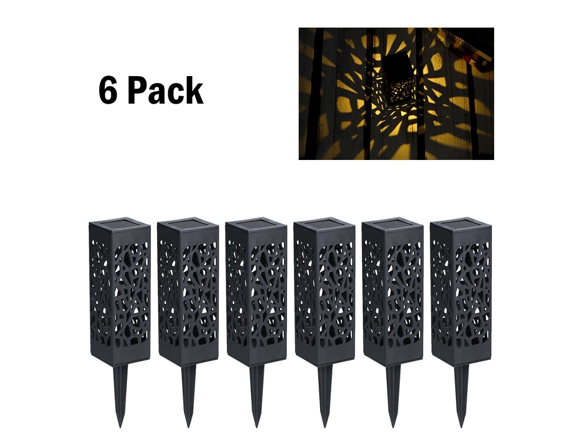 2026 lâmpada Solar para Jardim Led Ip65, Design de Padrão Oco, Sensor de Luz, 6 Unidades, Luz Branca Quente, para Jardim, Pátio, Courtyard