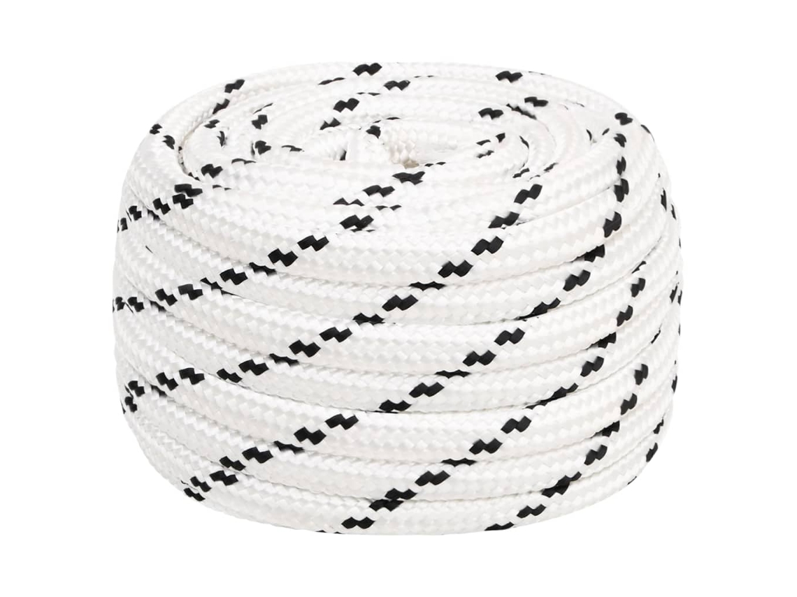 Vidaxl Corda Entrançada Para Barco 16 Mm 50 M Poliéster Branco