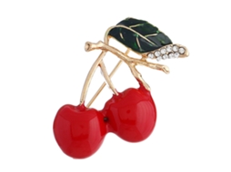 Broche De Ligação Strass Forma De Cereja Decoração Presente
