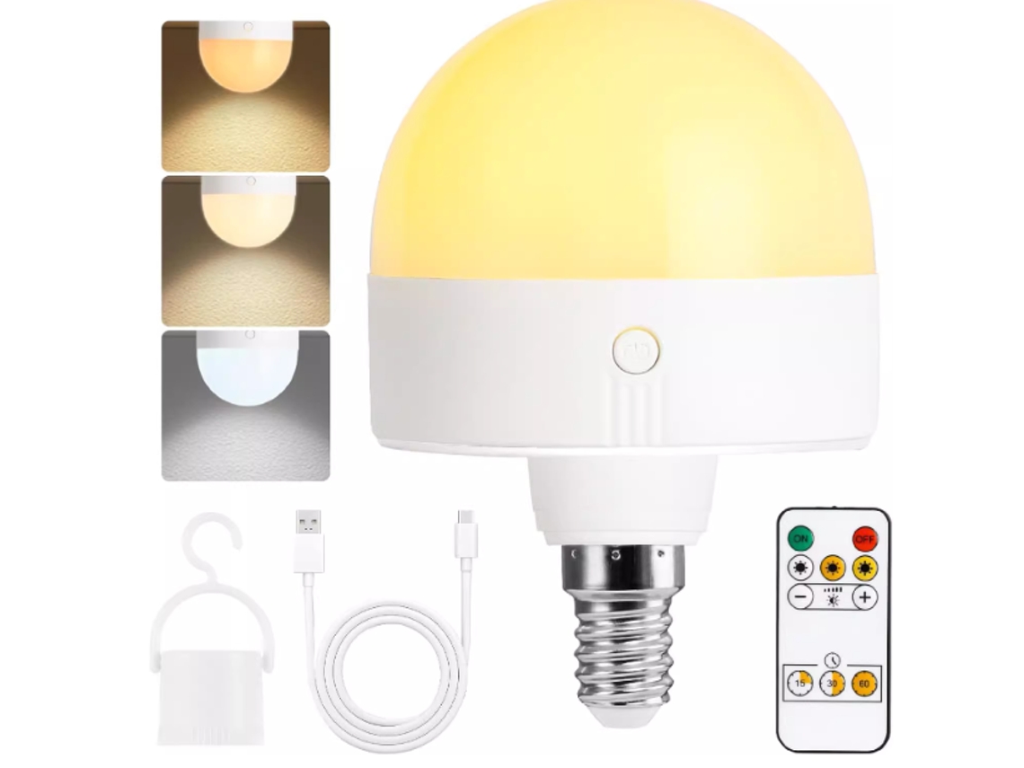 Lâmpada Led Recarregável E14, 300 Lúmens, Equivalente a 9 W, Dimerizável e com Controle Remoto BRILVIBERA