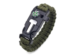 Pulseira Outdoor 5 em 1 com Pedra de Fogo, Bússola e Apito Emergência, Equipamento Sobrevivência para Caminhada, Camping Pesca, Du STELASPLEN