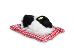 Primerox brinquedo de Pelúcia Cachorro com Som Simulação Animal Presente para Crianças Preto Branco