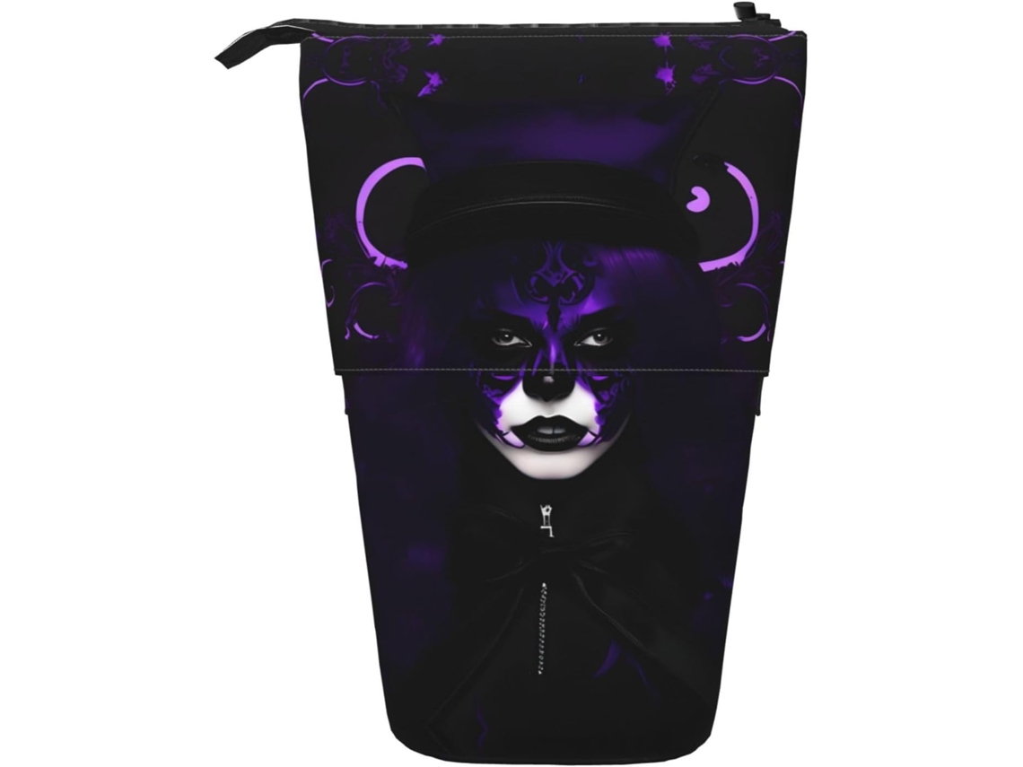 Purple Black Case Trousse Crayons Télescopique Goth Spooky Print Papeterie Trousse Retractable