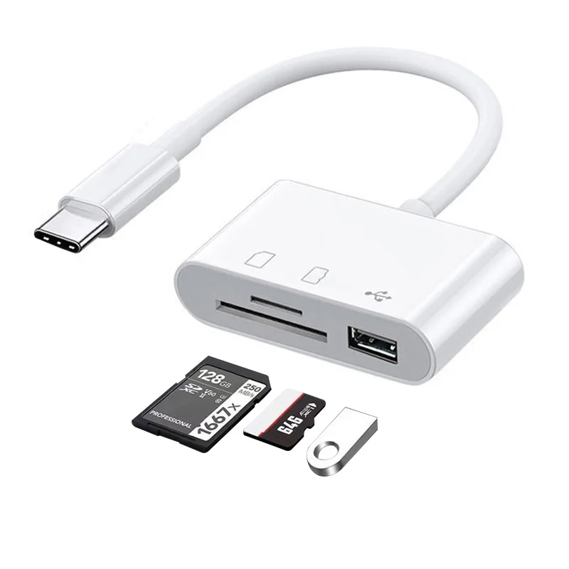 Leitor de Cartão Usb c, Compatível com Celulares Sistemas Operacionais Computadores e Dispositivos Otg2. 0, com Função de Disco Sd/tfu AQUAFORGE