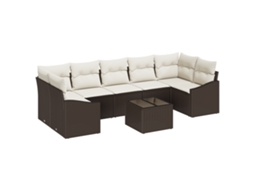Conjunto 8 Móveis De Jardim Vidaxl Castanho Vime Pe (289 X 123,5 X 85 Cm)