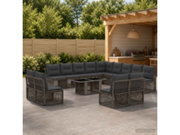 Vidaxl Conjunto De Sofá De Jardim 14 Unid. Cinza E Cinza Escuro