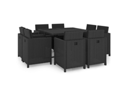 Pcs Conjunto Jantar Exterior Com Almofadões Vime Pe Preto Dkd Home Decor