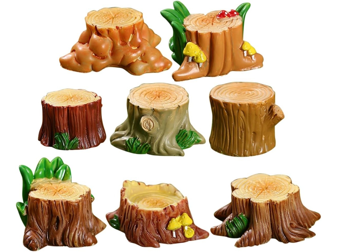 Troncos de Árvores em Miniatura e Formas Naturais Criativas Feitas de Resina, 8 Peças com Aparência Realista para CHABERLU