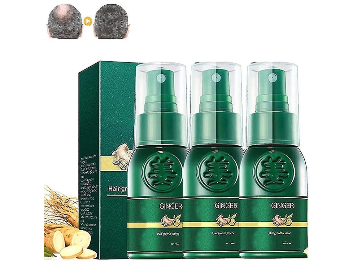 Spray Serum Capilar De Ginseng E Gengibre Para Crecimento E Fortalecimento Do Cabelo 30ml 3 Peças