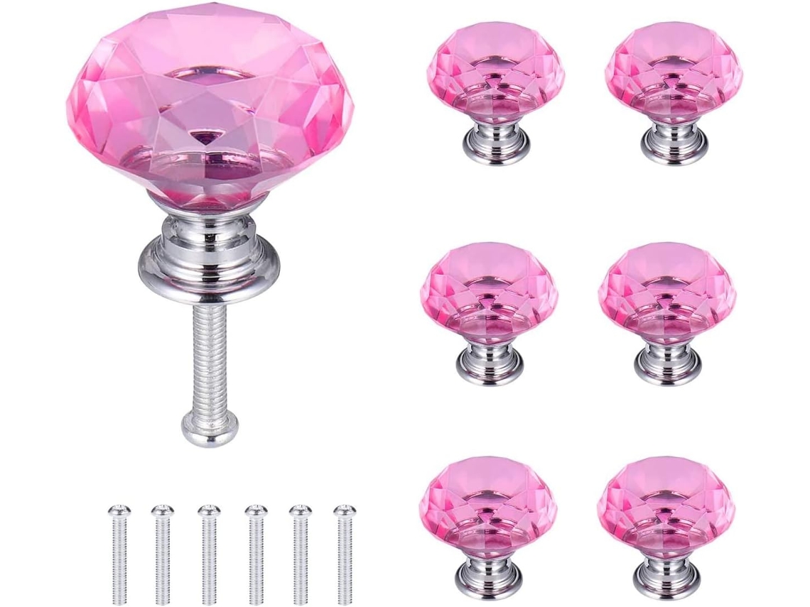 Conjunto de 6 Puxadores de cristal com detalhes em diamante para decoração BRILVIBERA